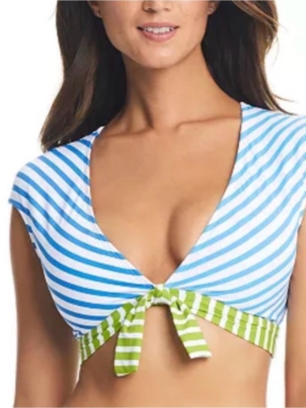 Bleu Rod Beattie Women's Blue Striped Eyes Wide Open Bikini Top NWT 12 #2151